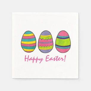 Happy Easter Pink Painted Egg Hunt Eggs Spring Napkin