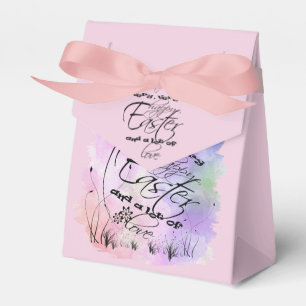 Happy Easter Pink Purple Calligraphy Illustration Favor Box