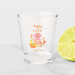Happy Easter Pink Rabbit  Shot glass