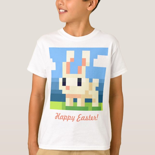 Happy Easter pixelart bunny shirt, Pixel Art  T-Shirt (Front)