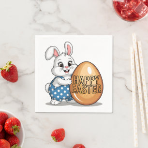 Happy Easter Polka Dot Bunny Napkin