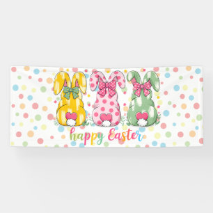 Happy Easter Polka Dot Easter Bunnies Banner