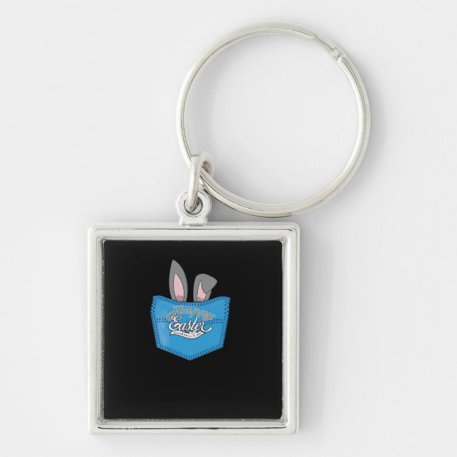 Happy Easter Pop Peeking Bunny Keychain (Front)
