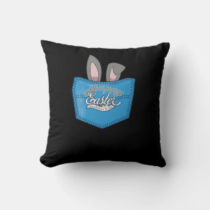Happy Easter Pop Peeking Bunny Throw Pillow