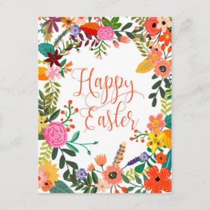 Happy Easter postcard bright florals