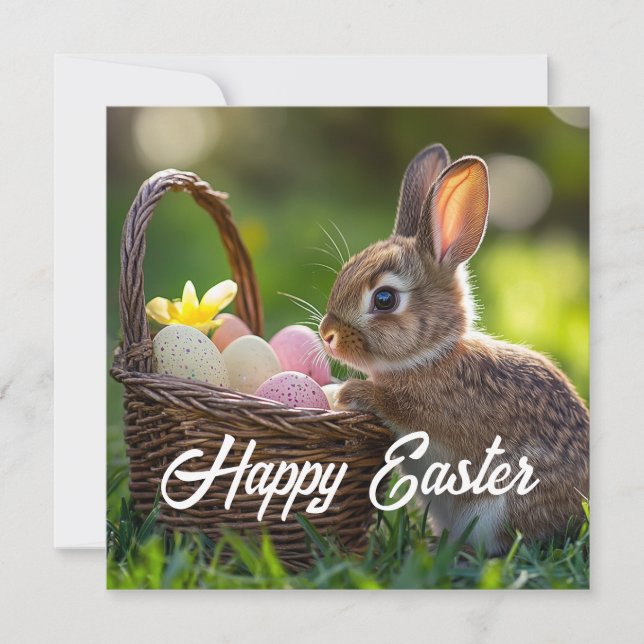 Happy Easter Postcard – Cute Rabbit  (Front)