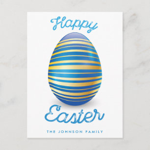 Happy Easter Postcards With Blue Easter Egg