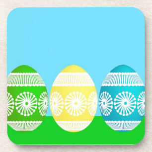 Happy Easter powder blue cute egg design Coaster