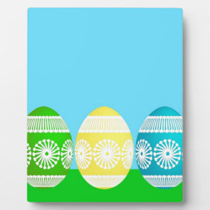 Happy Easter powder blue cute egg design Plaque