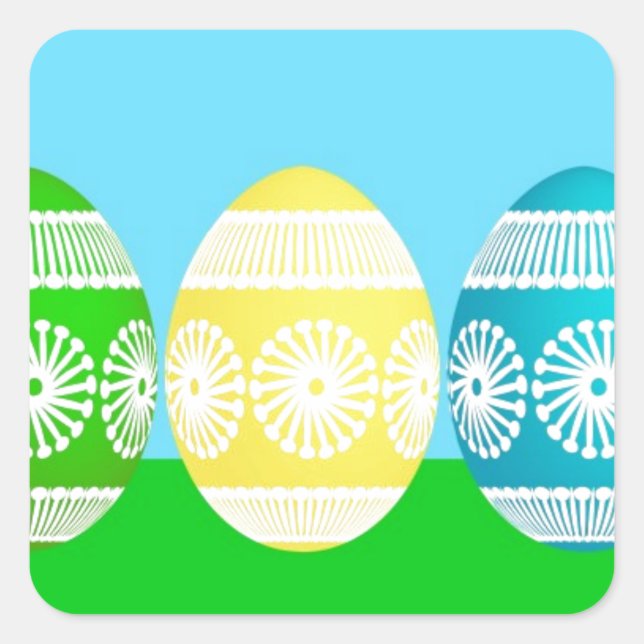 Happy Easter powder blue cute egg design Square Sticker (Front)