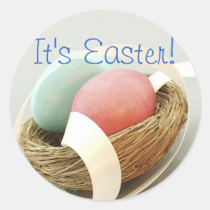 Happy Easter Pretty Easter Eggs Classic Round Sticker