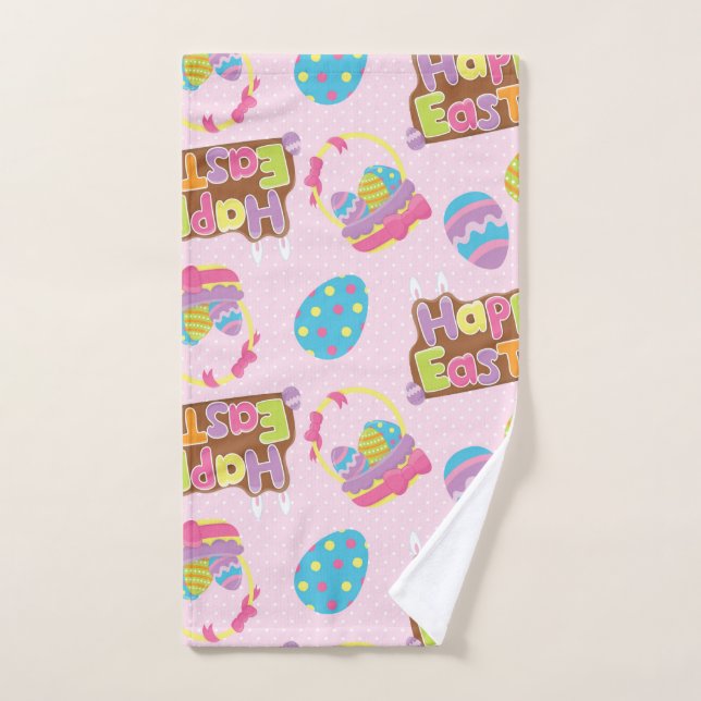 Happy Easter Print Pattern, Easter Holiday Hand Towel (Hand Towel)
