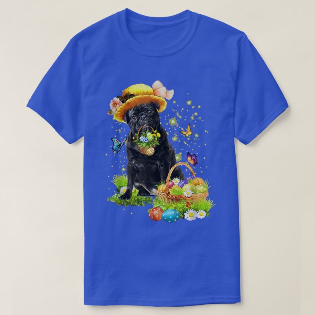 Happy Easter Pug Dog, Happy Easter Eggs, Easter Da T-Shirt (Design Front)