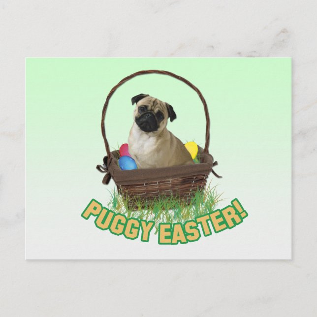 Happy Easter Pug Postcard (Front)