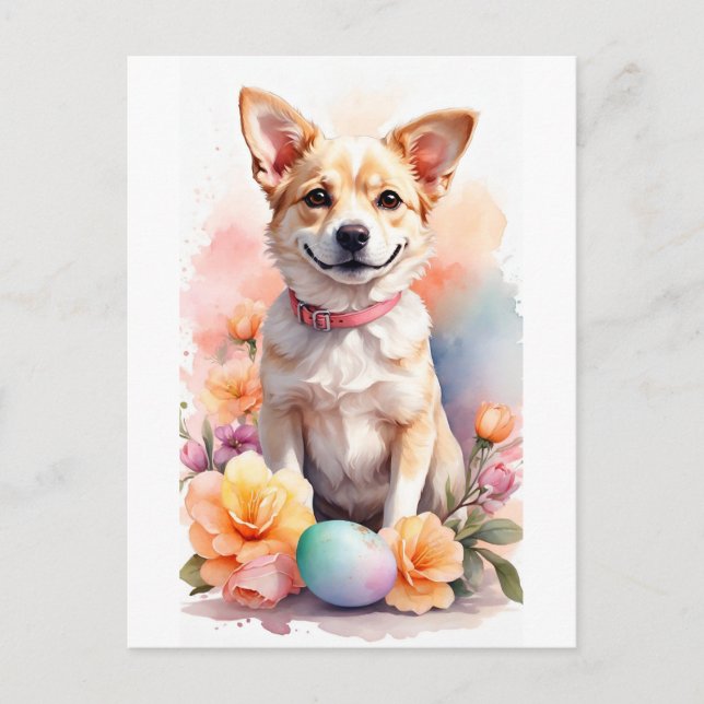 Happy Easter puppy Holiday Postcard (Front)