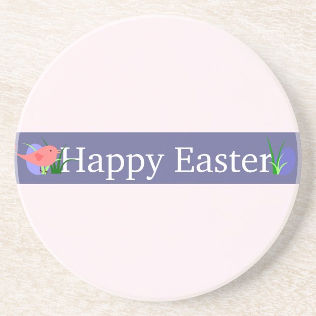 Happy Easter Purple Banner Coaster (Front)