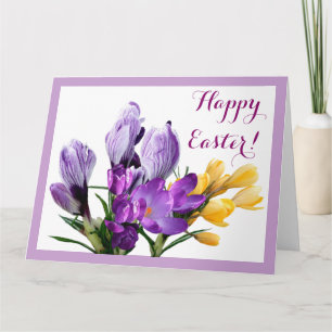 Happy Easter purple crocus boho floral pretty Card