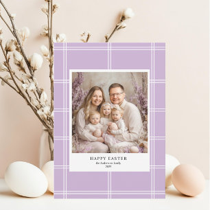 "Happy Easter Purple Family Photo Invitation