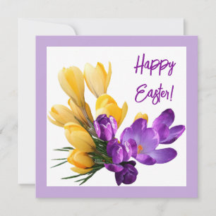 Happy Easter purple floral bright colourful boho C Card
