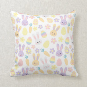 Happy Easter Purple Rabbit Throw Pillow