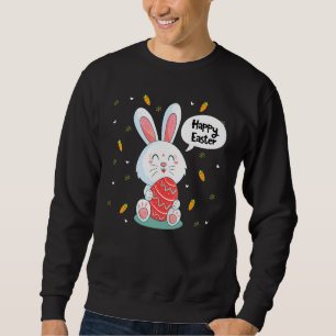 Happy Easter Rabbit Boho Hunt Egg Carrot Bunny Pas Sweatshirt