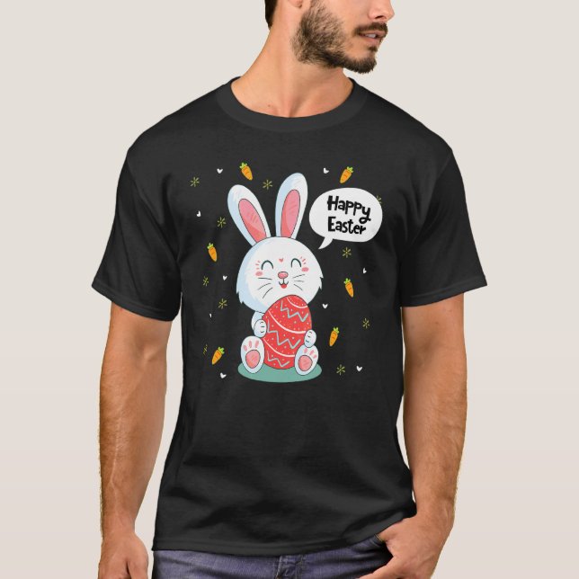 Happy Easter Rabbit Boho Hunt Egg Carrot Bunny Pas T-Shirt (Front)
