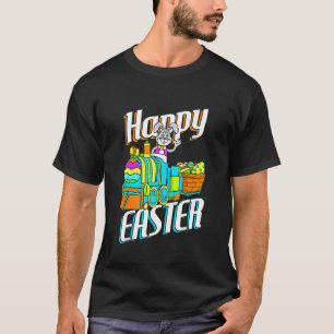 Happy Easter Rabbit Bunny Egg Hunting Train Basket T-Shirt