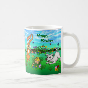 Happy Easter! Rabbit, Chick and Puppy Coffee Mug