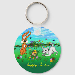 Happy Easter! Rabbit, Chick and Puppy Keychain