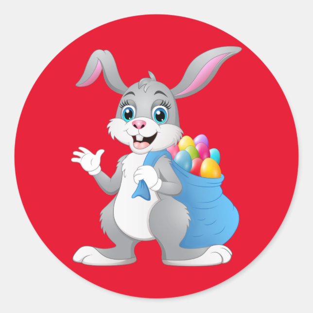 Happy Easter Rabbit Classic Round Sticker (Front)
