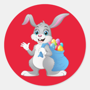 Happy Easter Rabbit Classic Round Sticker