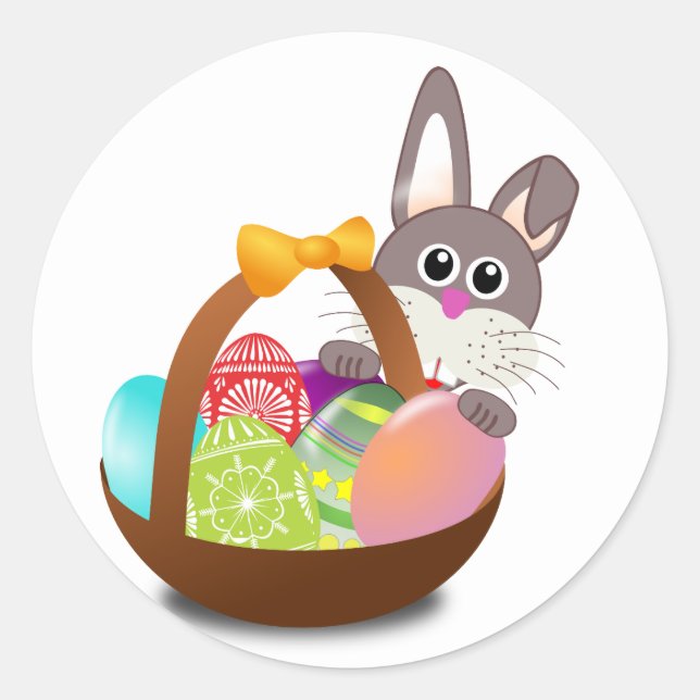 Happy Easter Rabbit Classic Round Sticker (Front)