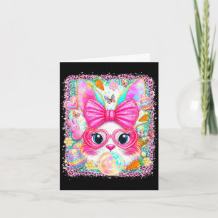 Happy easter rabbit cute bunny face blowing bubble card
