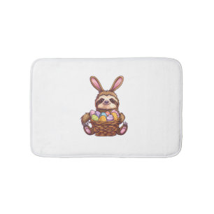 Happy Easter Rabbit Easter Eggs Basket Sloth Easte Bath Mat