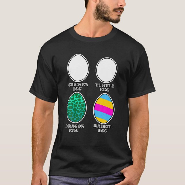 Happy Easter Rabbit Egg Dragon Turtle Chicken Egg T-Shirt (Front)