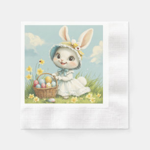 Happy Easter Rabbit Eggs Daffodils Butterflies Napkin