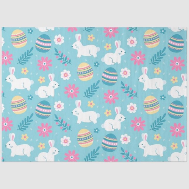 Happy Easter Rabbit Floral Tissue Paper (Front)