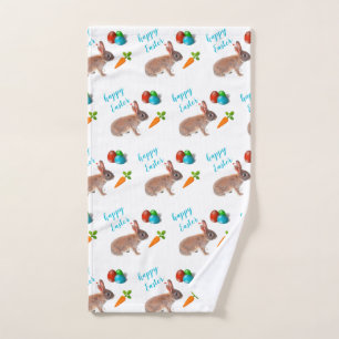 Happy Easter Rabbit Pattern Hand Towel