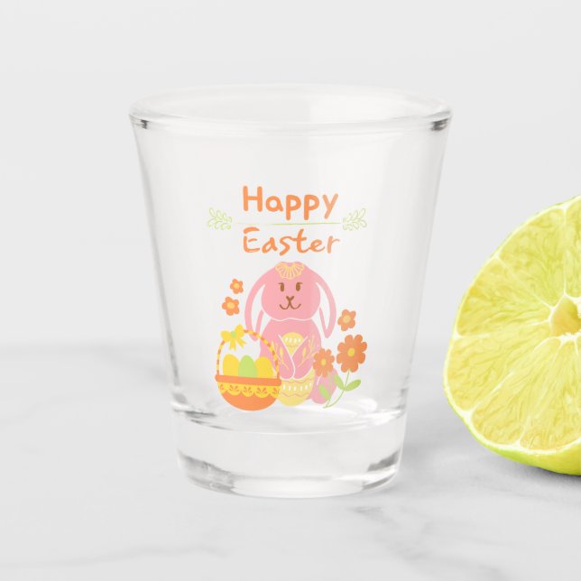 Happy Easter rabbit  Shot glass (Front)