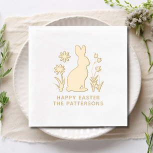 Happy Easter Rabbit Spring Flowers Personalized Foil Napkins