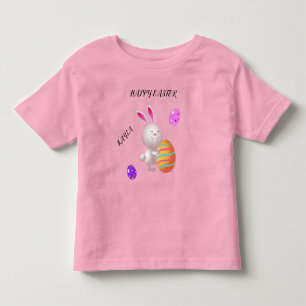 Happy Easter rabbit & striped egg toddler t-shirt. T-shirt