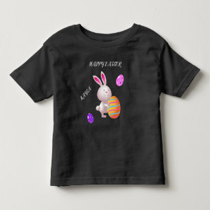 Happy Easter rabbit & striped egg toddler t-shirt. T-shirt