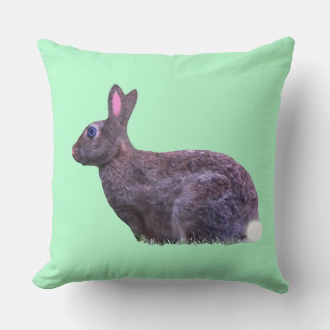 Happy Easter Rabbit Throw Pillow (Front)