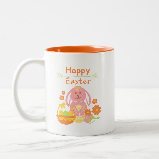 Happy Easter rabbit  Two-Tone Coffee Mug (Left)