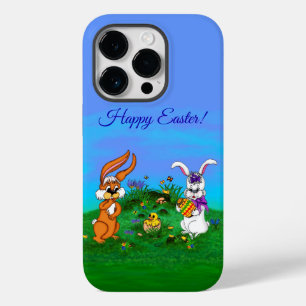 Happy Easter! Rabbit with Bunny and Chick Case-Mate iPhone 14 Pro Case