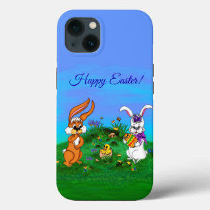Happy Easter! Rabbit with Bunny and Chick iPhone 13 Case