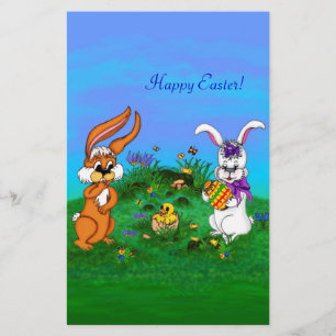 Happy Easter! Rabbit with Bunny and Chick Flyer