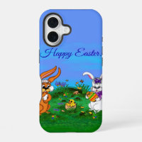 Happy Easter! Rabbit with Bunny and Chick