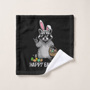 Happy Easter Raccoon Bunny Wash Cloth