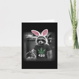 Happy Easter Raccoon Bunny Weed  Card